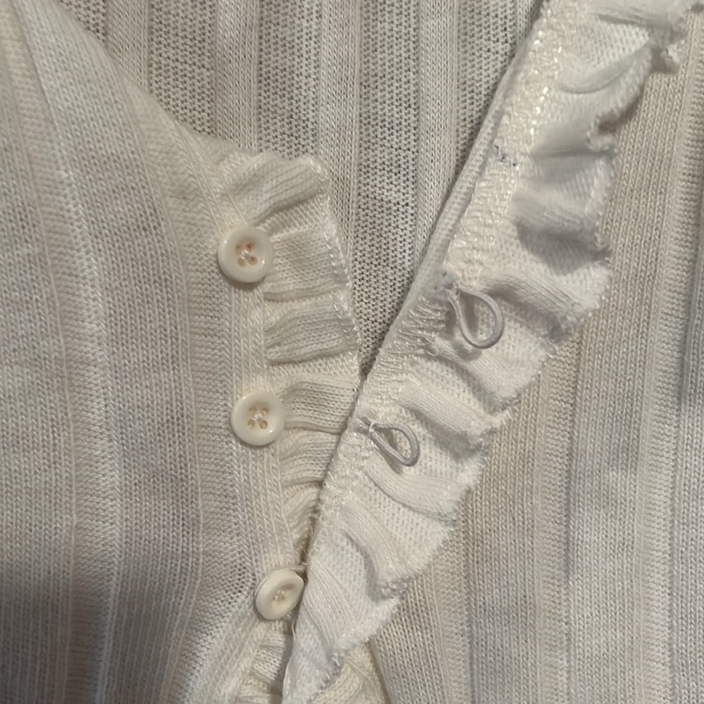 Zara White Ribbed Top with Ruffle Detail - Picture 5 of 5